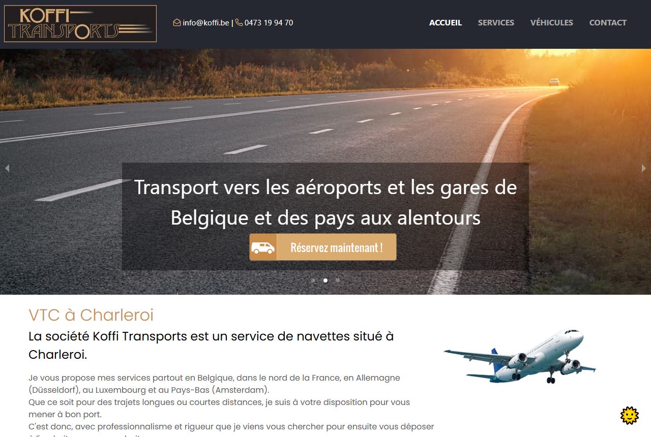 Page d'accueil du site Koffi Transport